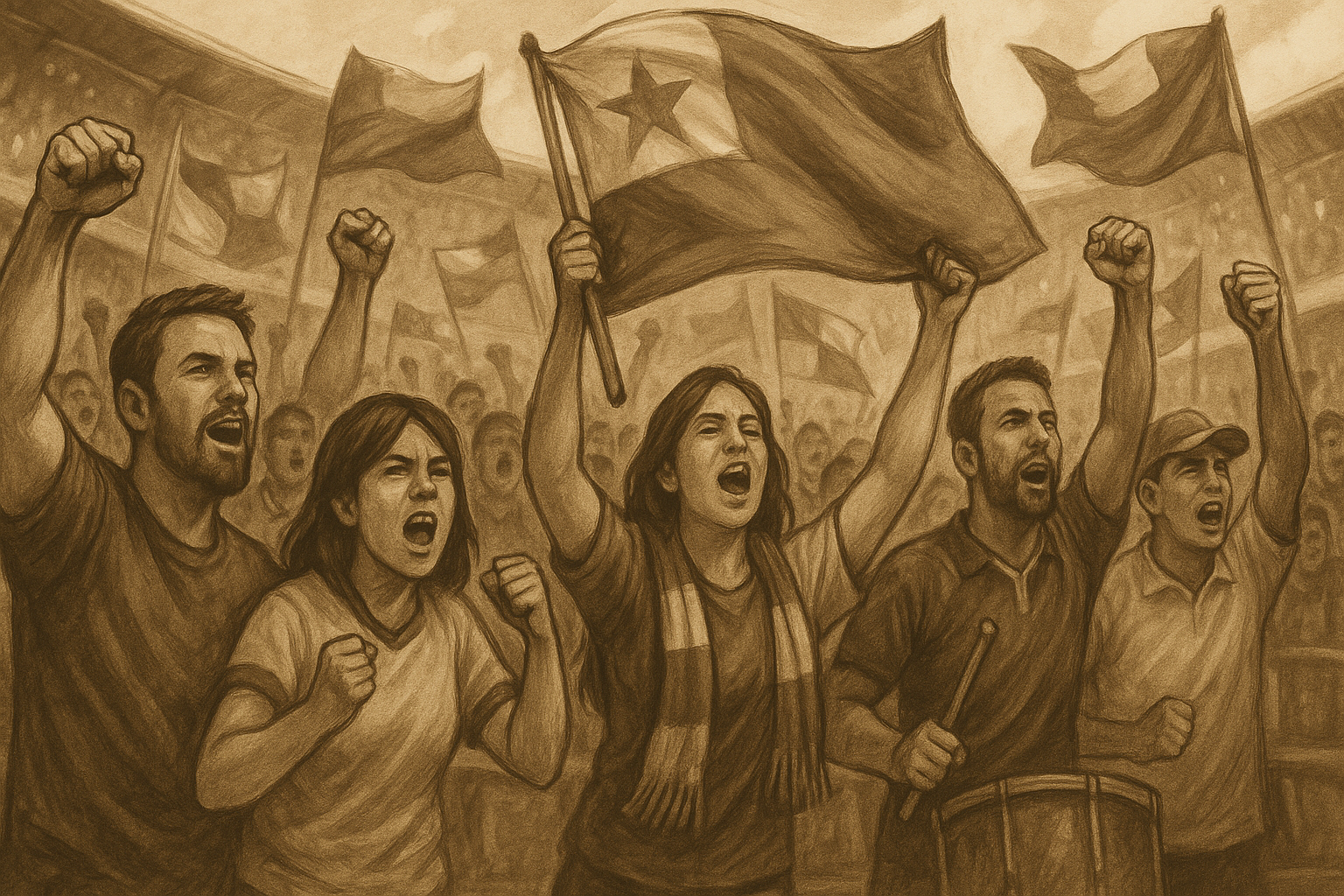 Imagen de hinchadas opuestas