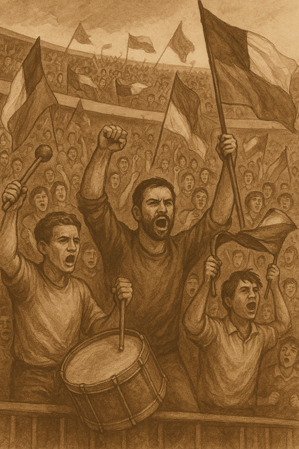 Imagen histórica de hinchas